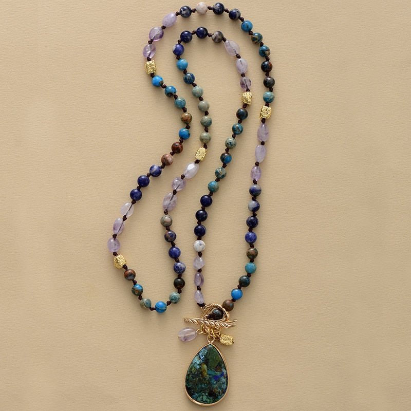 Healing Amethyst Teardrop Pendant Necklace - Cape Diablo