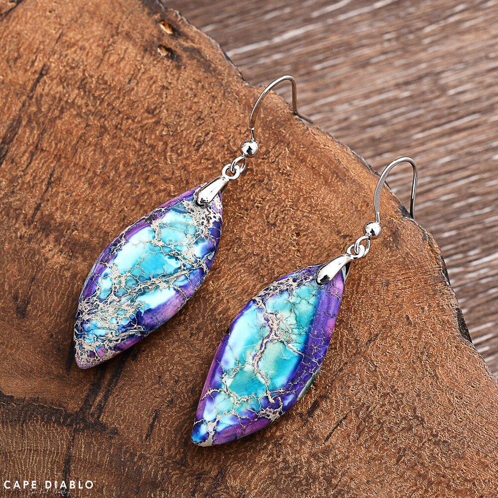 Jasper Leaf Dangle Earrings - Cape Diablo