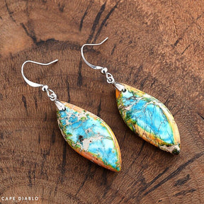 Jasper Leaf Dangle Earrings - Cape Diablo