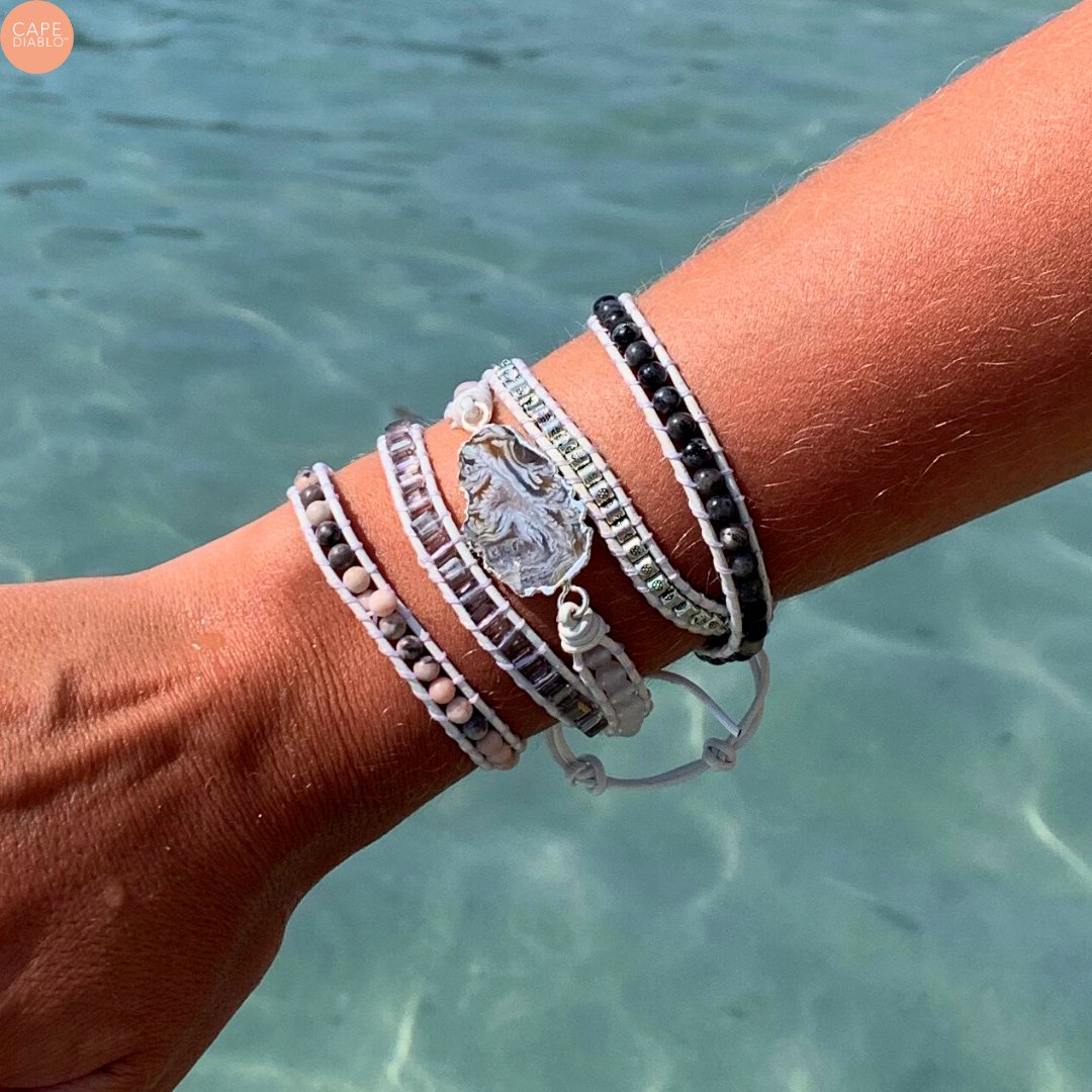 White Labradorite Wrap Bracelet - Cape Diablo